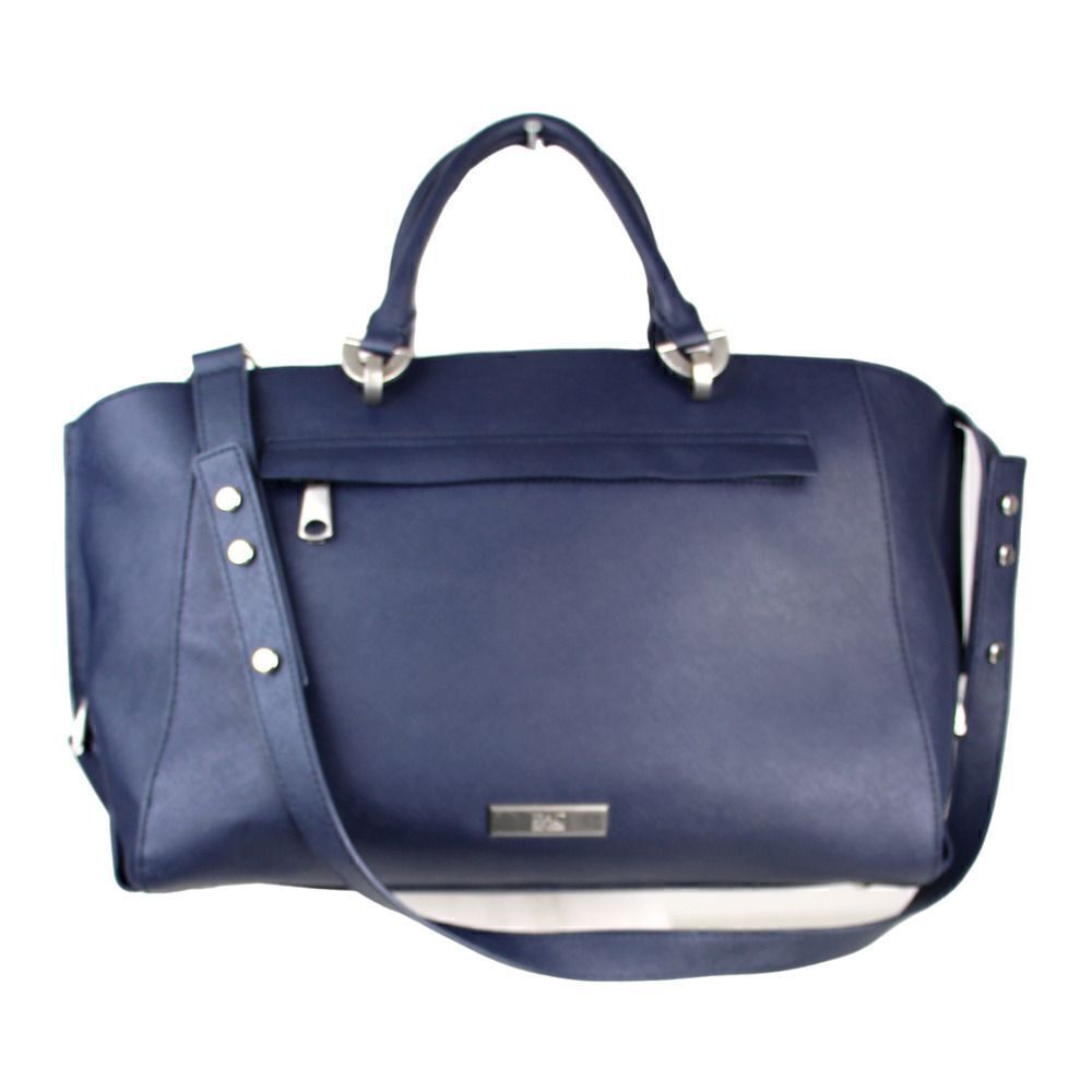 Large Zac Posen NAVY BLUE GENUINE LEATHER SHOULDER BAG HANDBAG SATCHEL PURSE